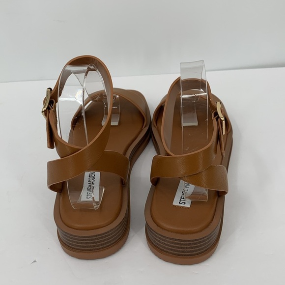 Steve Madden Tristian Tristan platform ankle strap sandal shoe cognac tan new 9 - Picture 5 of 7